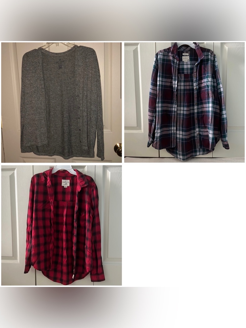 American Eagle winter flannel and cardigan bundle of 3. Like new condition.